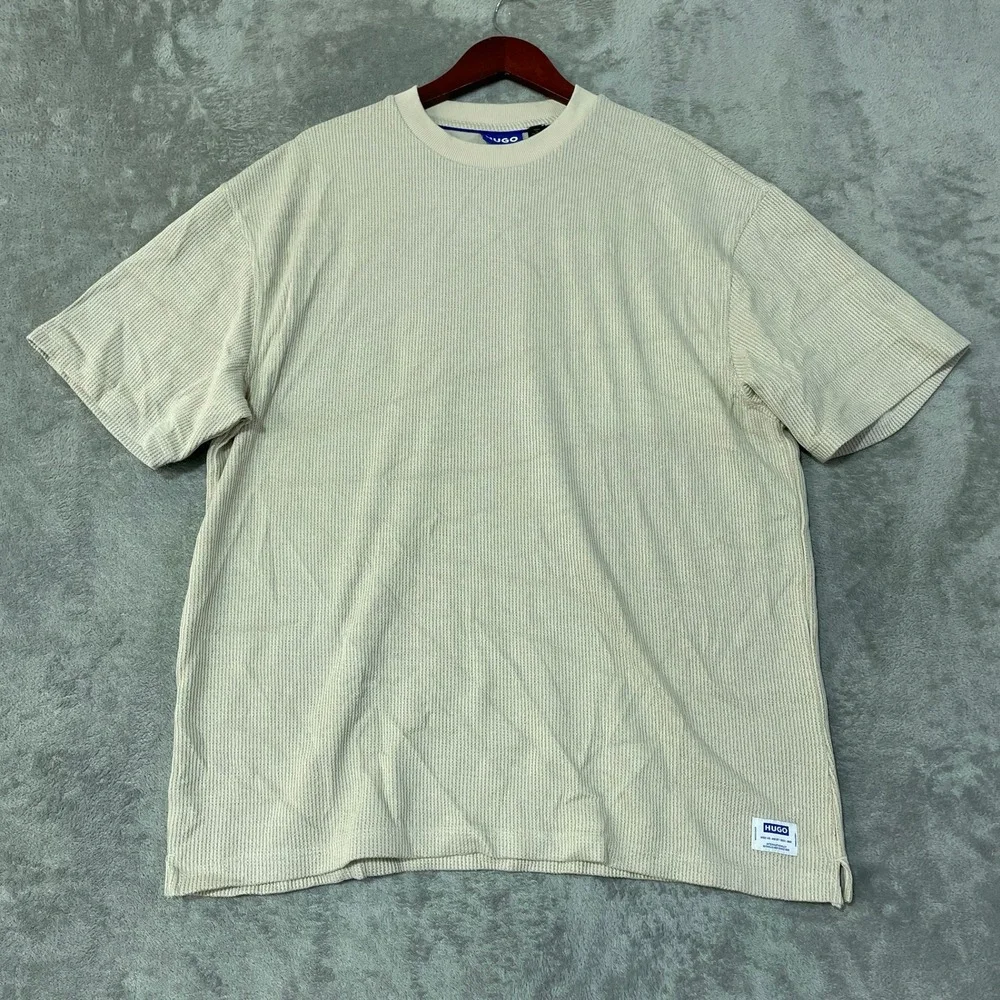 NWT Hugo Nuwaffle T-Shirt Men's Large Beige Cotton Blend